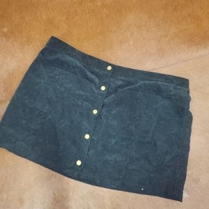 Snap button corduroy mini skirt